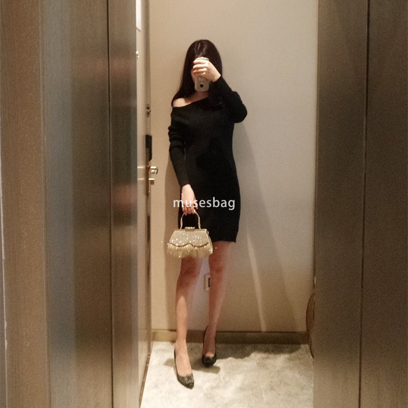 High quality women high-end socialite high-end banquet bag rhinestone tassel fashionable women handbag party classic and simple shoulder bag