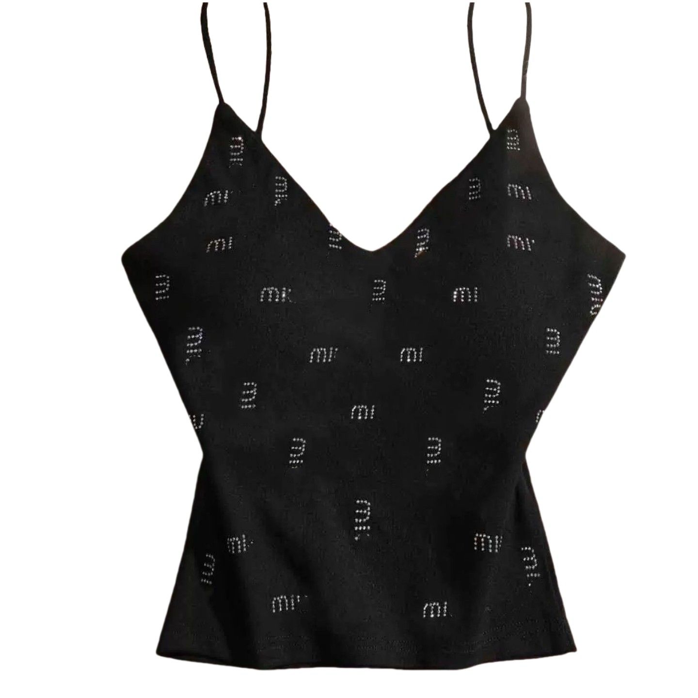 New women's summer logo letter rhinestone shinny bling spaghetti strap padded bustier tank tops vest LXLXXL3XL4XL