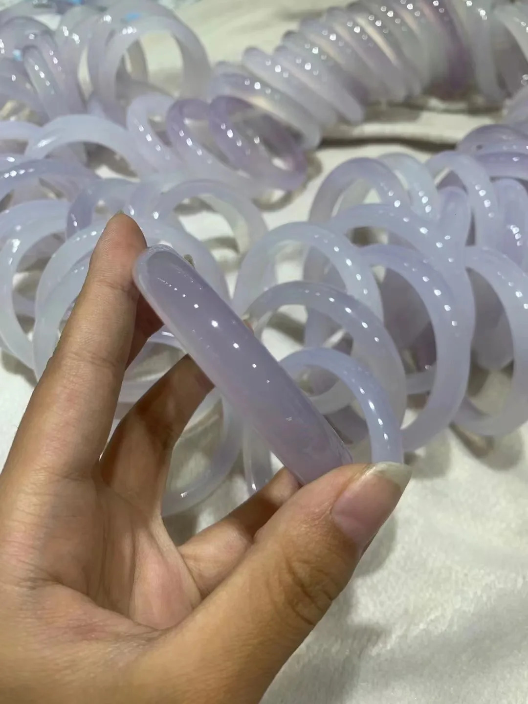 Natural chalcedony purple jade bangle bangles for woman real bracelets flat bar stone jewelry 240604
