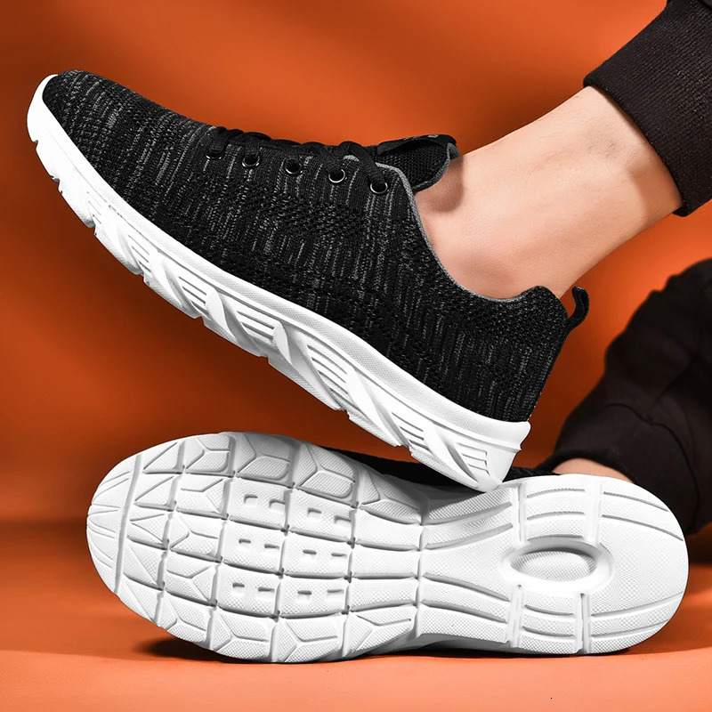 Lace Up Trendy Knit Mens Sneakers Casual Athletic Running Walking Gym Sports Outdoor Male Women Breathable Shoes