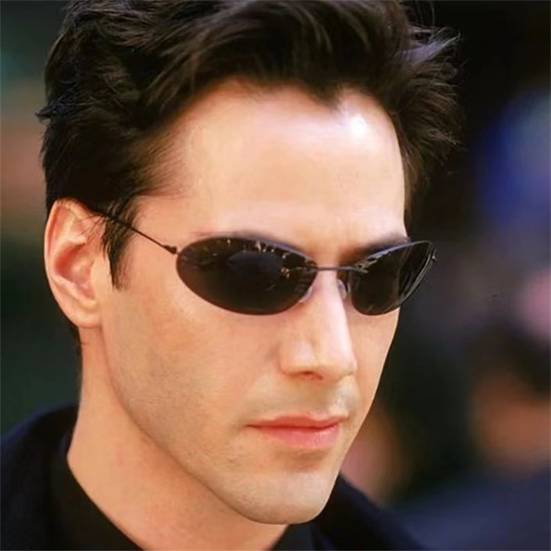 Rimless Polarized Sunglasses Men new Fashion Cool The Matrix Neo Style women Cat Eye Ultralight Driving Fishing shades y2k steampun oculos Photochromi