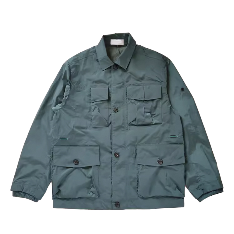 Men's Jackets Vintage Field Men Army Green Lapel Multi-Pocket Long Sleeve Toog Jacket Spring Autumn Casual Cardigan Coat 41620