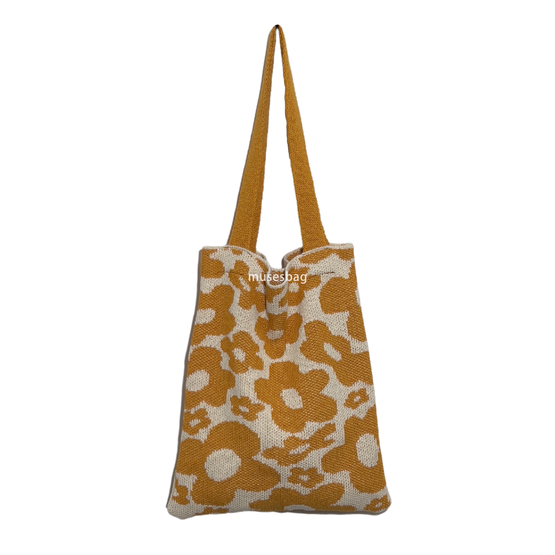 New Plush Knitted Flower Bag Knitted Bag Large Capacity Tote Bag Office Workers Students One Shoulder Bag Woolen Bag Trendy Women Bag