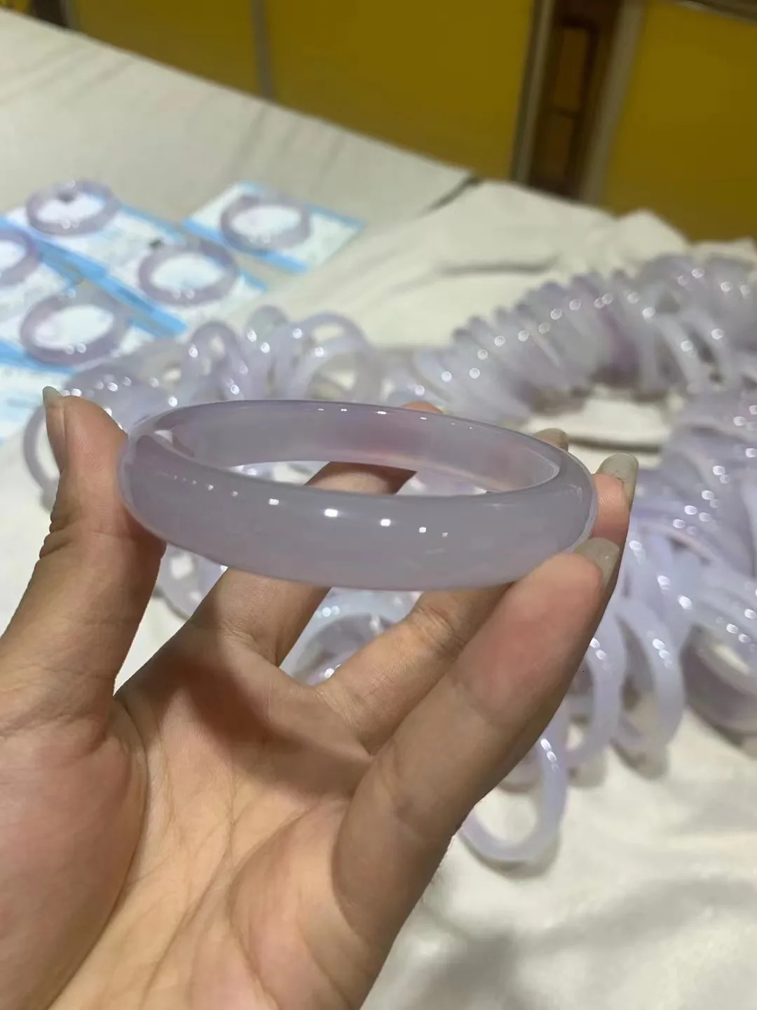 Natural chalcedony purple jade bangle bangles for woman real bracelets flat bar stone jewelry 240604