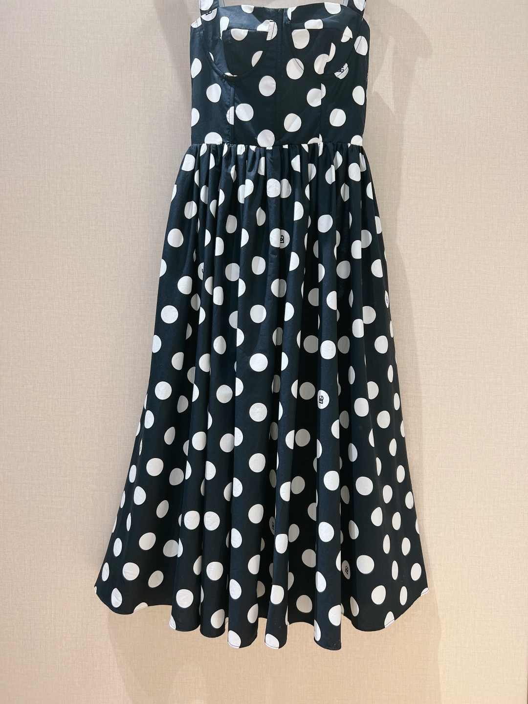 Polka Dot Cotton Midi Slip | Comfy Black Dress for Summer C260312