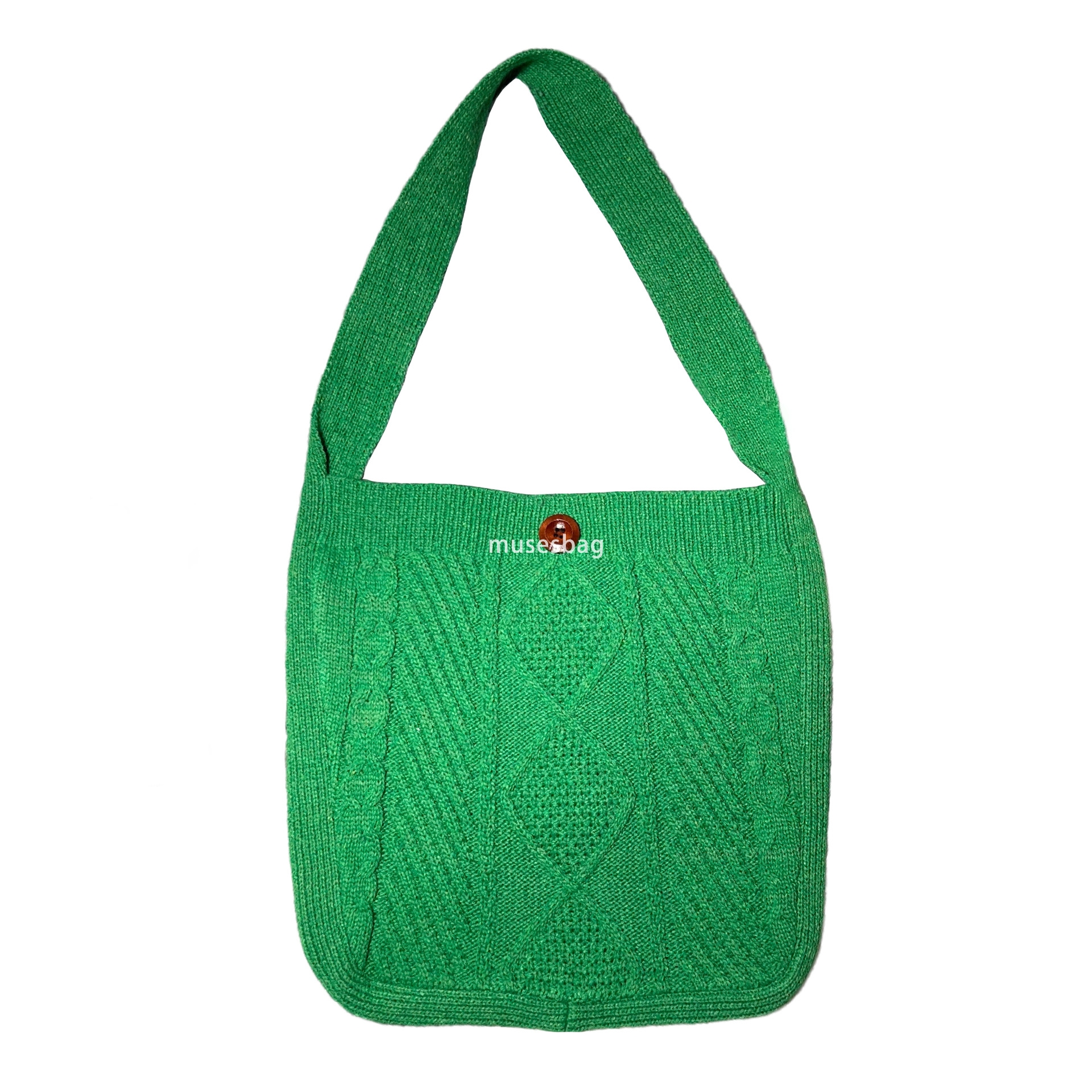 New knitting bag wool bag simple knitting bag shoulder bag solid color tote bag Fried Dough Twists bag vintage bag women bag fashion