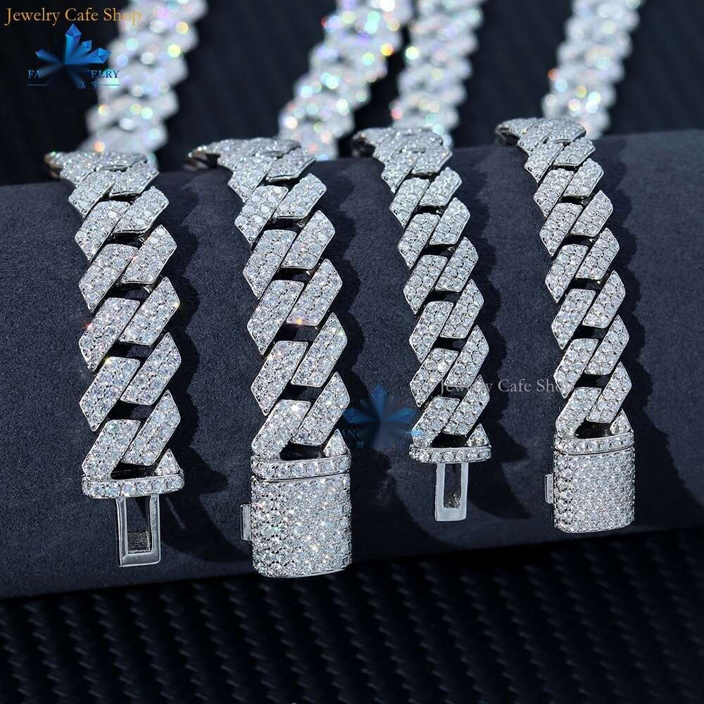 Charm 6mm Width Bracelets Fashion k Hip Hop Miami S Cuban Chain Iced Out Moissanite Bracelet Sier Pass Dia Tester for Men Women Valentine Gift