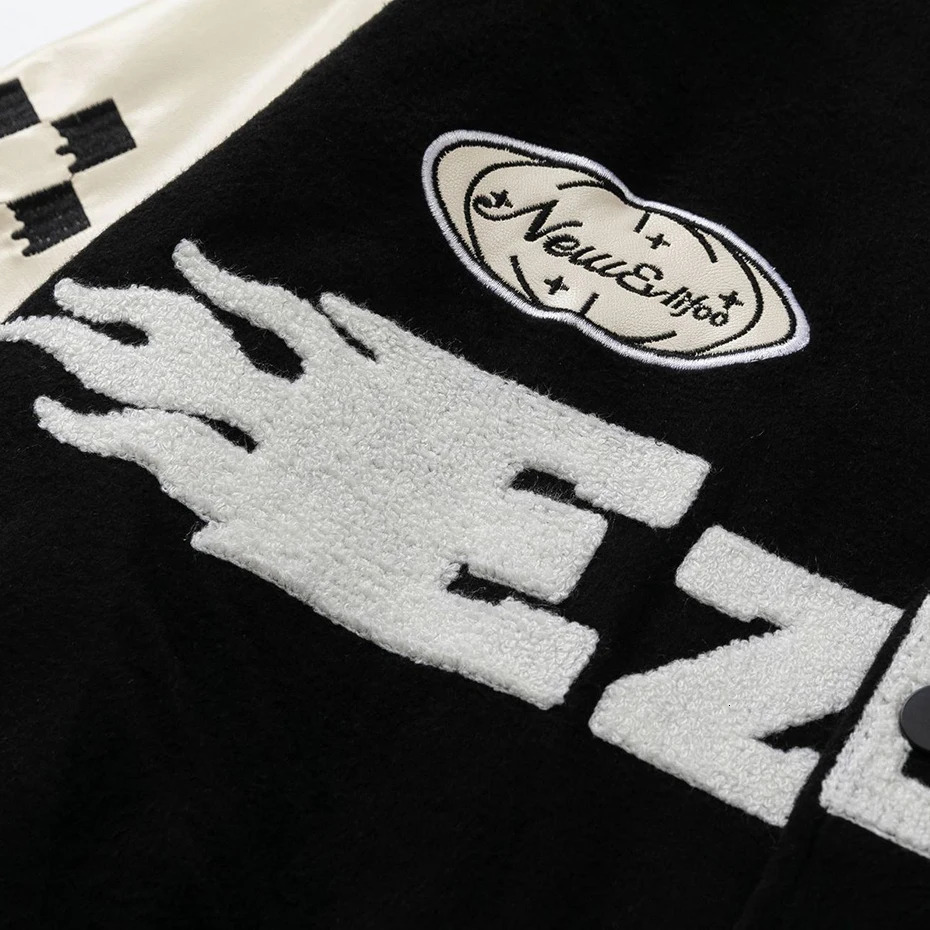 Streetwear Bomber Jacket Embroidery Graphic Baseball Jacket Retro Patchwork Varsity Jacket Coat Men Harajuku Y2K Jacket 240530