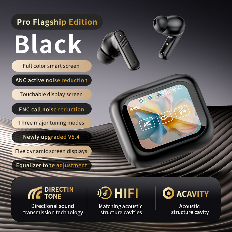 LX-10 Wireless Earphones LED Full Color Touch Smart Screen Digital Display Bluetooth Earbuds TWS ANC Active Noise Cancellation Sports Headset