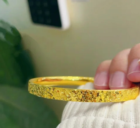 trendy jewelry 18k gold non demolding bangles for women 5464mm 240604