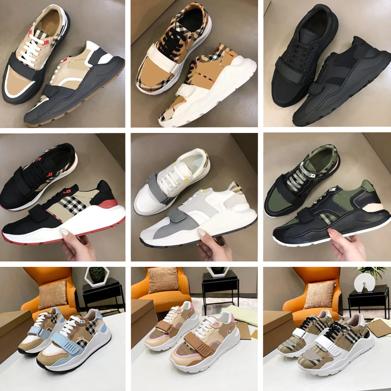 with box men women Designer shoes luxury Striped Shoes Men Sneaker Brand Check Shoe Classic Platform Trainers Women Vintage Sneaker Season Flats