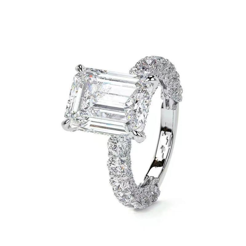 2024 Gorgeous Luxury Jewelry Wedding Rings 925 Sterling Silver Emerlad Cut Lab Moissanite Diamond Party Eternity Elegant Women Engagement Band Ring Gi