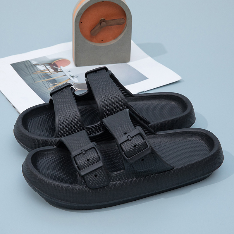 Adjustable Buckle Slippers Beach Classic Flat Sandals Summer Lady Eva Flip Flops Men Women Double Buckle Shoes