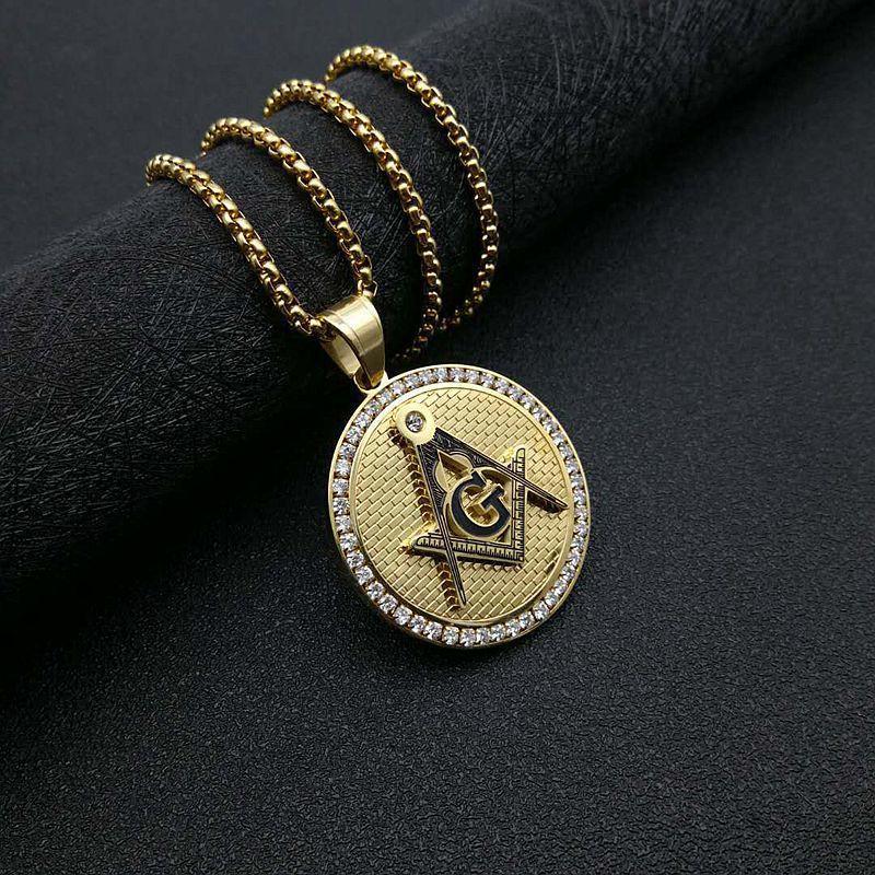 Pendant Necklaces Hip Hop Stainless Steel Masonic Symbol Pendants For Women/Men Gold Color Mason Fashion Jewelry Drop Delivery Dhk48