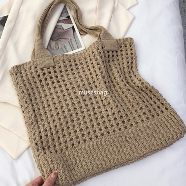New Knitted Knitted Bag Knitted Bag Commuter Essential Shoulder Bag Large Capacity Tote Bag Bohemian Style Handbag Women Bag