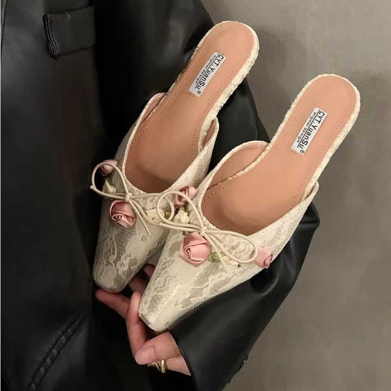 Sandals 2024 new Chinese French overhead womens hot summer white high heels sandals kitten heel shoesL464