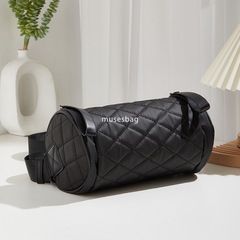 New Women's Bag Versatile Solid Color Cylinder Bag Oxford Embroidered Thread Diamond Grid Underarm Bag Single Shoulder Crossbody Bag