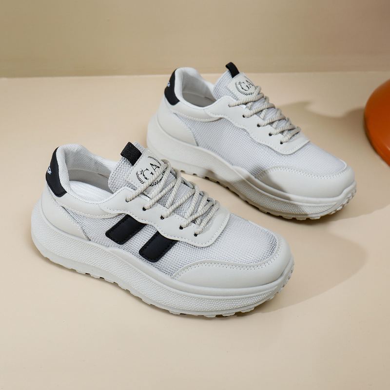 Little White Shoes Student Girl Fashion 2024 Summer New Thick Sole Increase Breathable Casual Shoes Free of Mail