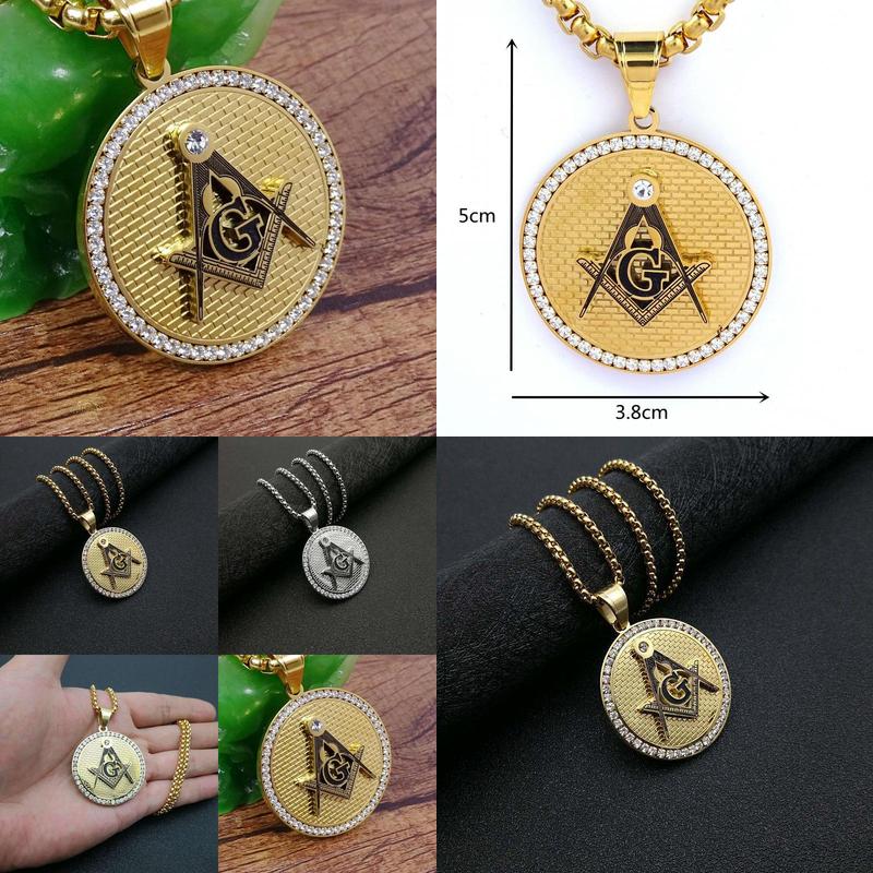 Pendant Necklaces Hip Hop Stainless Steel Masonic Symbol Pendants For Women/Men Gold Color Mason Fashion Jewelry Drop Delivery Dhk48
