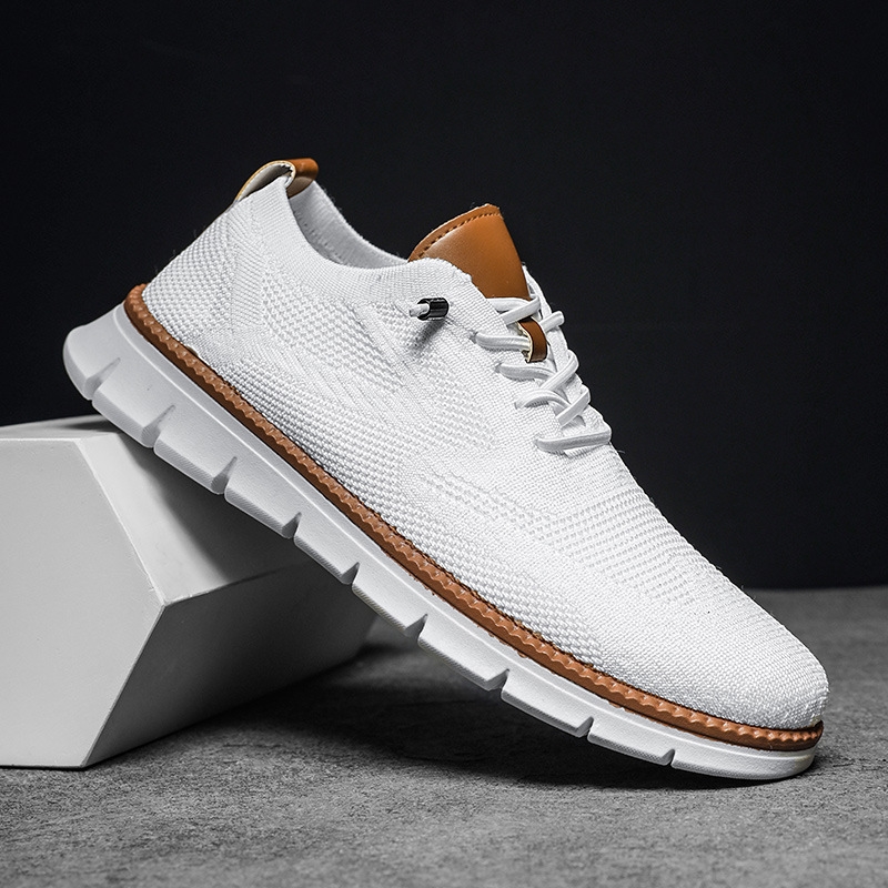 White British Style Men'S Shoes Summer Breathable Sports Shoes Flying Mesh Shoes Men Cross-Border Plus Size 39-48