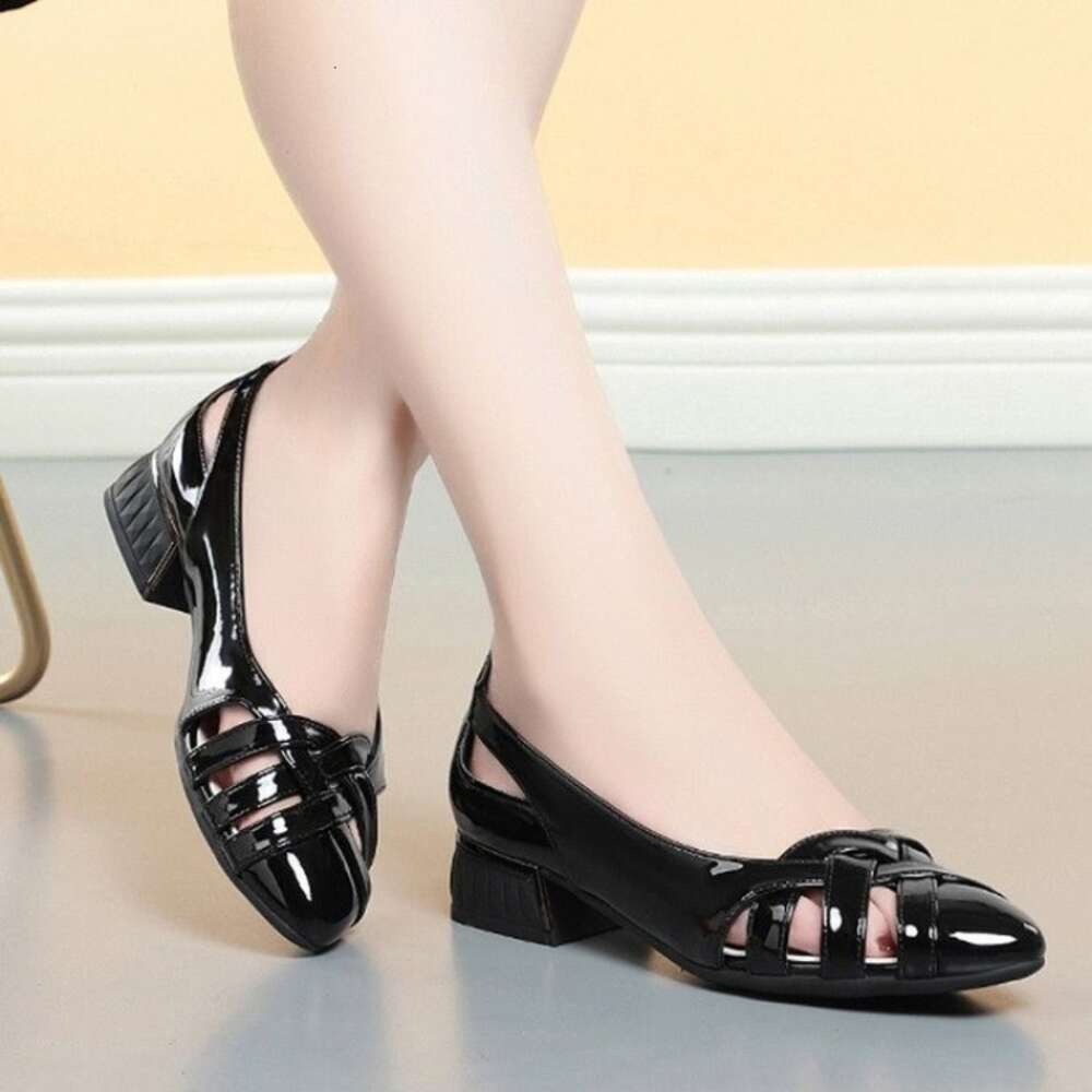 Fashion Sweet Gold Square Heel Nightclub Women's Black High Quality Office Spring Pumps Shoes for Women