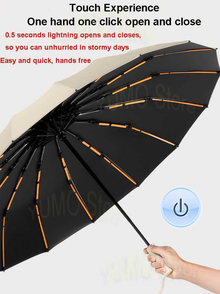Umbrellas 224 Bones Super Windproof Umbrella Large Size Black Coated Sunny and Rainy Umbrellas Full Automatic UV Protection Women Sunshade S24608