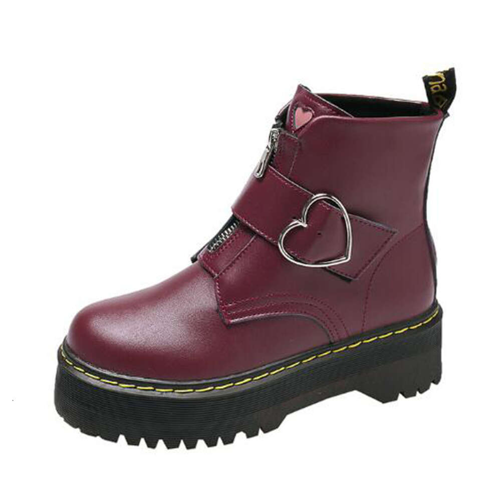 Thick Soled Platform Motorcycle Women's Love Button Muffin Ankle Boots Bota Branca Feminina P653