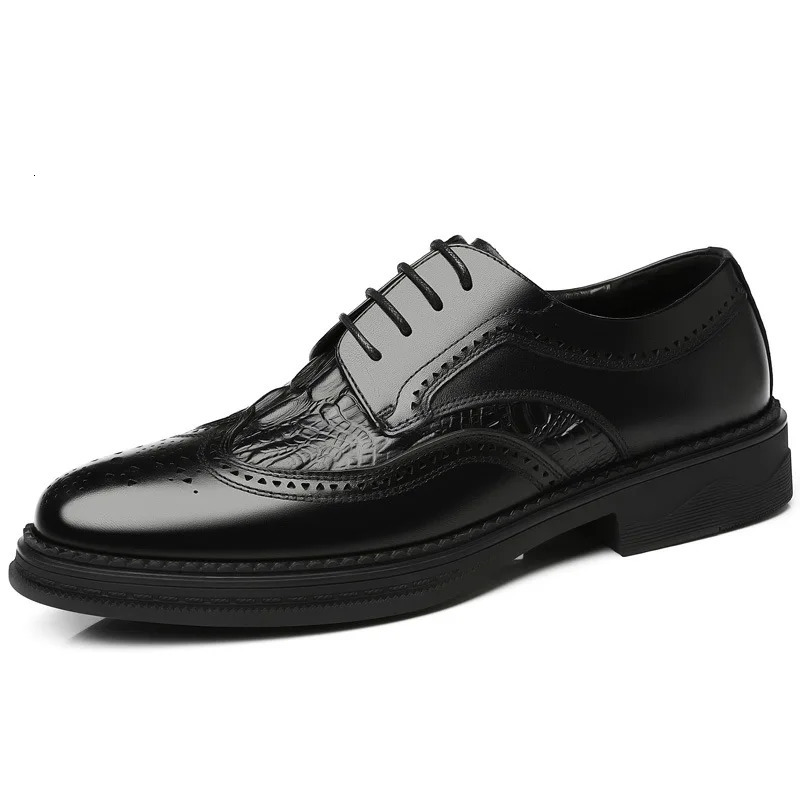 Genuine Leather Gentleman Dress Shoes Men Brogues Oxford Shoes Quality Suit Shoes for Men Classic Mens Business Leather Shoes 240607