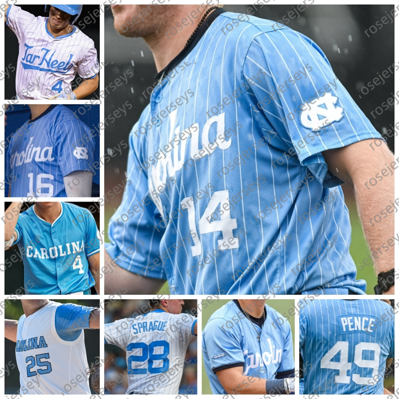 Custom North Carolina Tar Heels Baseball Alex Madera Jason DeCaro Alberto Osuna Dalton Pence Matthew Matthijs Kyle Percival Luke Stevenson UNC Men Women Kids Jersey