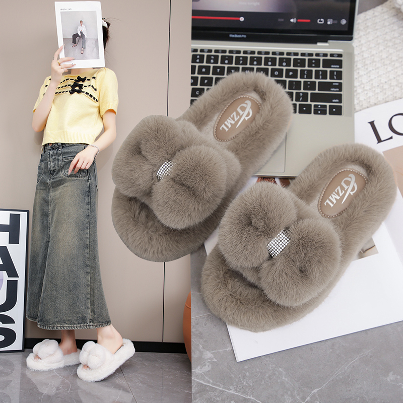 Designer Lamb Hair Indoor Fashion Personalized Outdoor Leisure Lazy Trendy Women s Slippers 00b