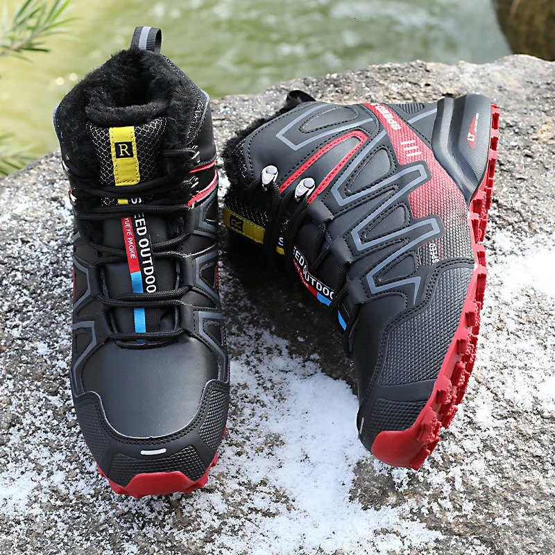 Outdoor snow boots for men and women winter large size warm thick waterproof non slip cotton shoes winter hiking shoes 240607
