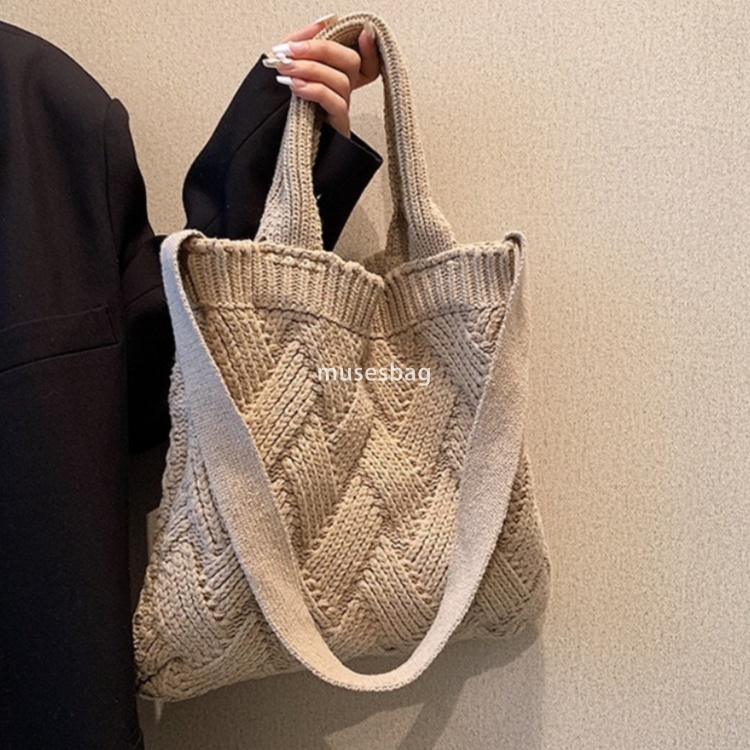 New high-quality simple and atmospheric knitted bag large capacity shoulder bag retro women's bag crossbody bag woven bag handbag tote bag trendy