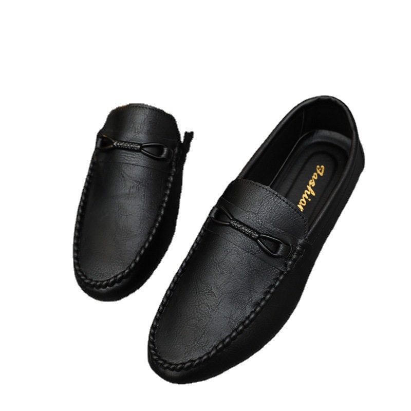 Brown Summer New Loafers Korean Version Of A Slip-On Lazy Breathable Driving Men's Casual Leather Shoes Men Soft Sole