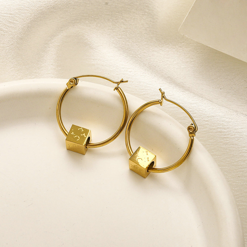 Hoop Earrings Designer Brand Letter Gold Geometric Women Earring Party Jewelry Gift