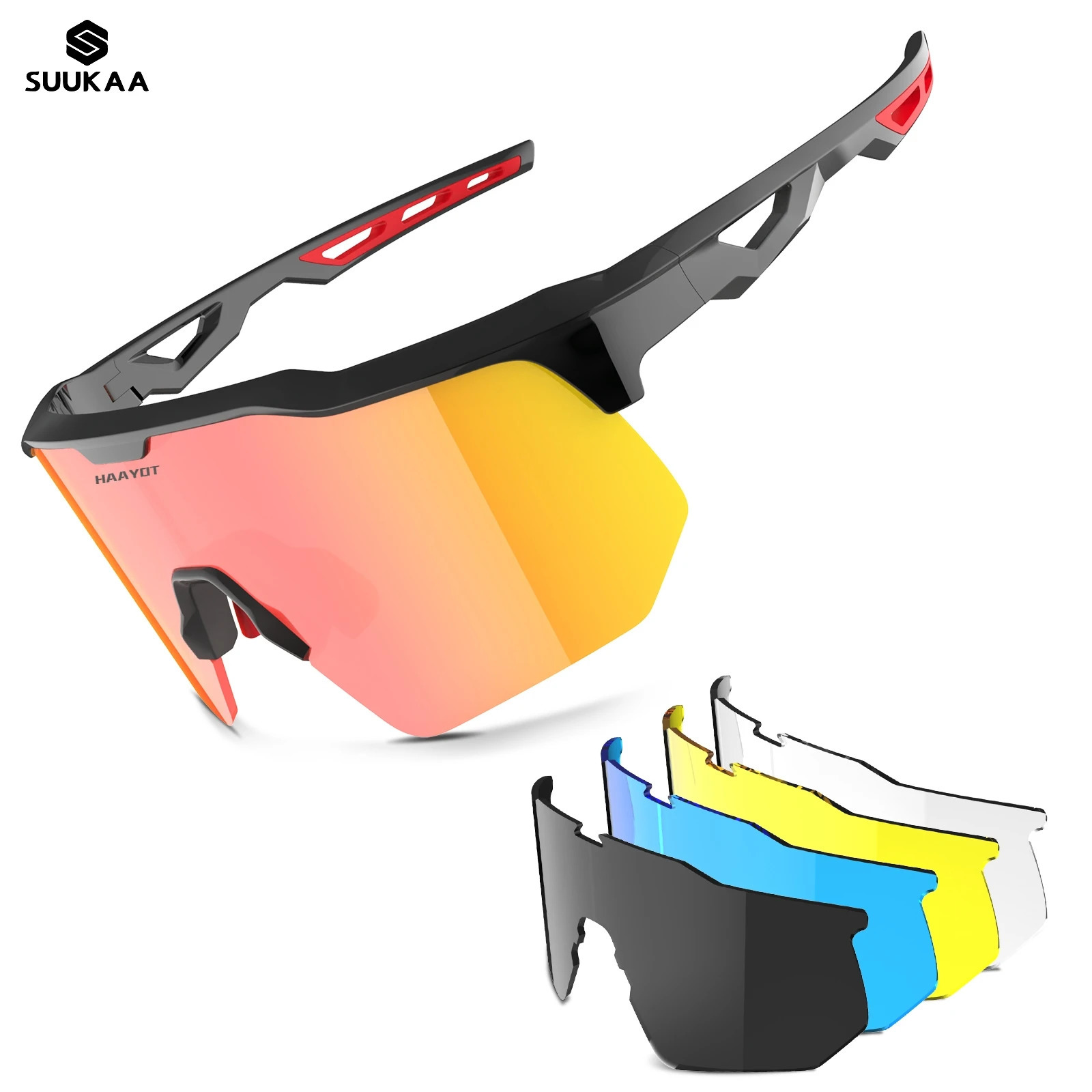 Riding Cycling UV400 Sunglasses MTB Polarized Sports Glasses Goggles Bicycle Mountain Bike 5 Lens For Mens Women 240601