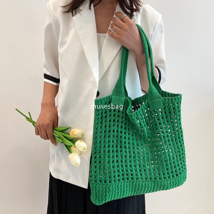 New Knitted Knitted Bag Knitted Bag Commuter Essential Shoulder Bag Large Capacity Tote Bag Bohemian Style Handbag Women Bag