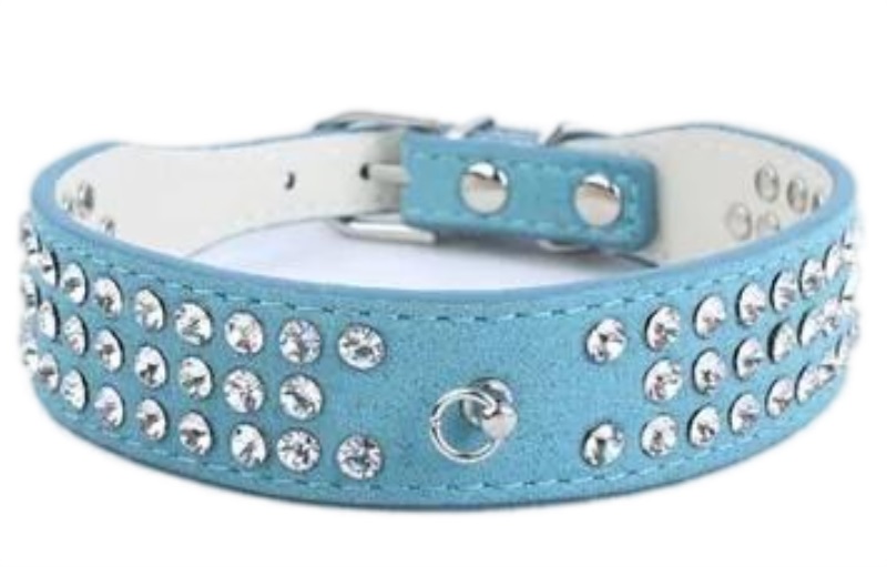 Stylish Rhie Dog Collar For Small Dogs - Adjustable, 3 Rows Of Dias