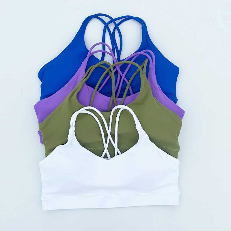Yoga Outfit Womens Sports Bra Cross Belt Top Womens Push Up Sports Bra Yoga Gym Cutting Top Bra Fitness Top Sports Bra Breathable Bra J240607