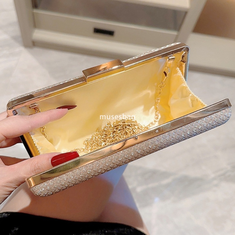 Designer Women's High Quality Small Square Bag Luxury High end Gold Celebrity Versatile Handheld Sparkling Fashion Dress Bag Chain Banquet Bag