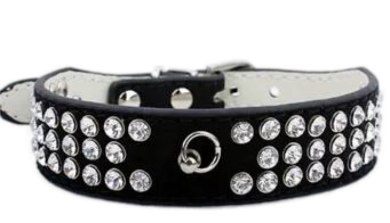 Stylish Rhie Dog Collar For Small Dogs - Adjustable, 3 Rows Of Dias