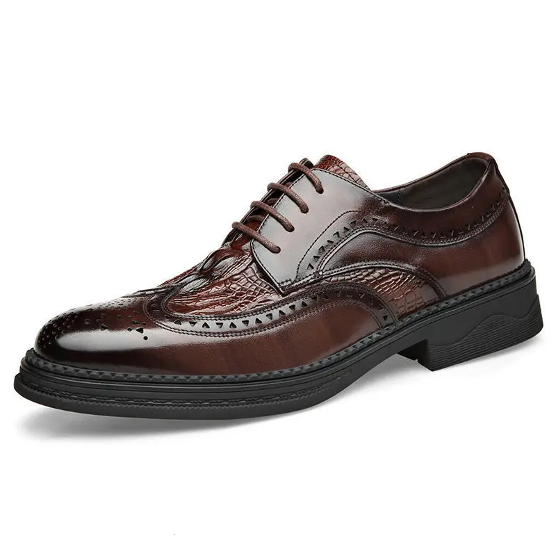 Genuine Leather Gentleman Dress Shoes Men Brogues Oxford Shoes Quality Suit Shoes for Men Classic Mens Business Leather Shoes 240607