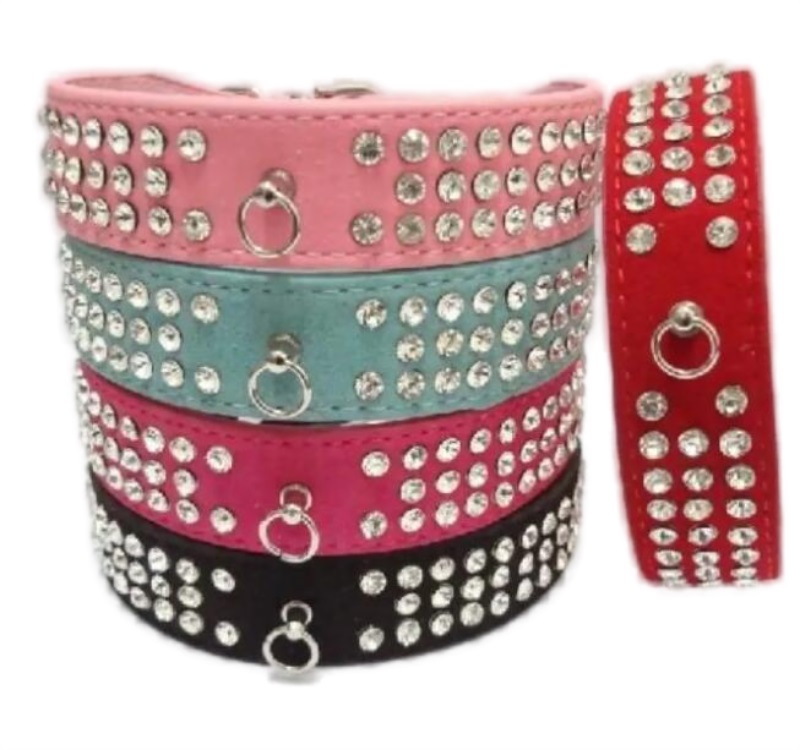 Stylish Rhie Dog Collar For Small Dogs - Adjustable, 3 Rows Of Dias