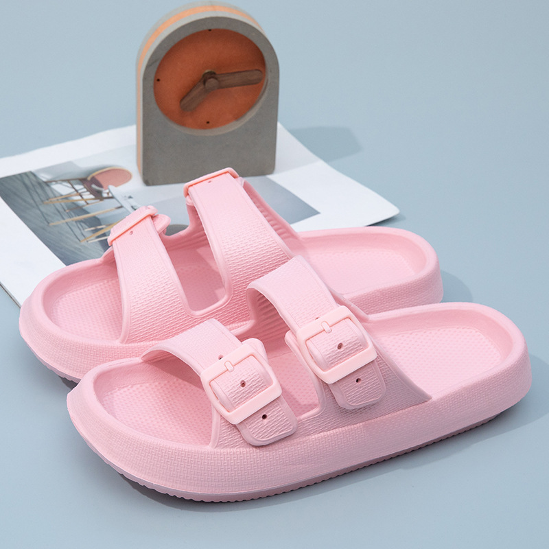 Adjustable Buckle Slippers Beach Classic Flat Sandals Summer Lady Eva Flip Flops Men Women Double Buckle Shoes