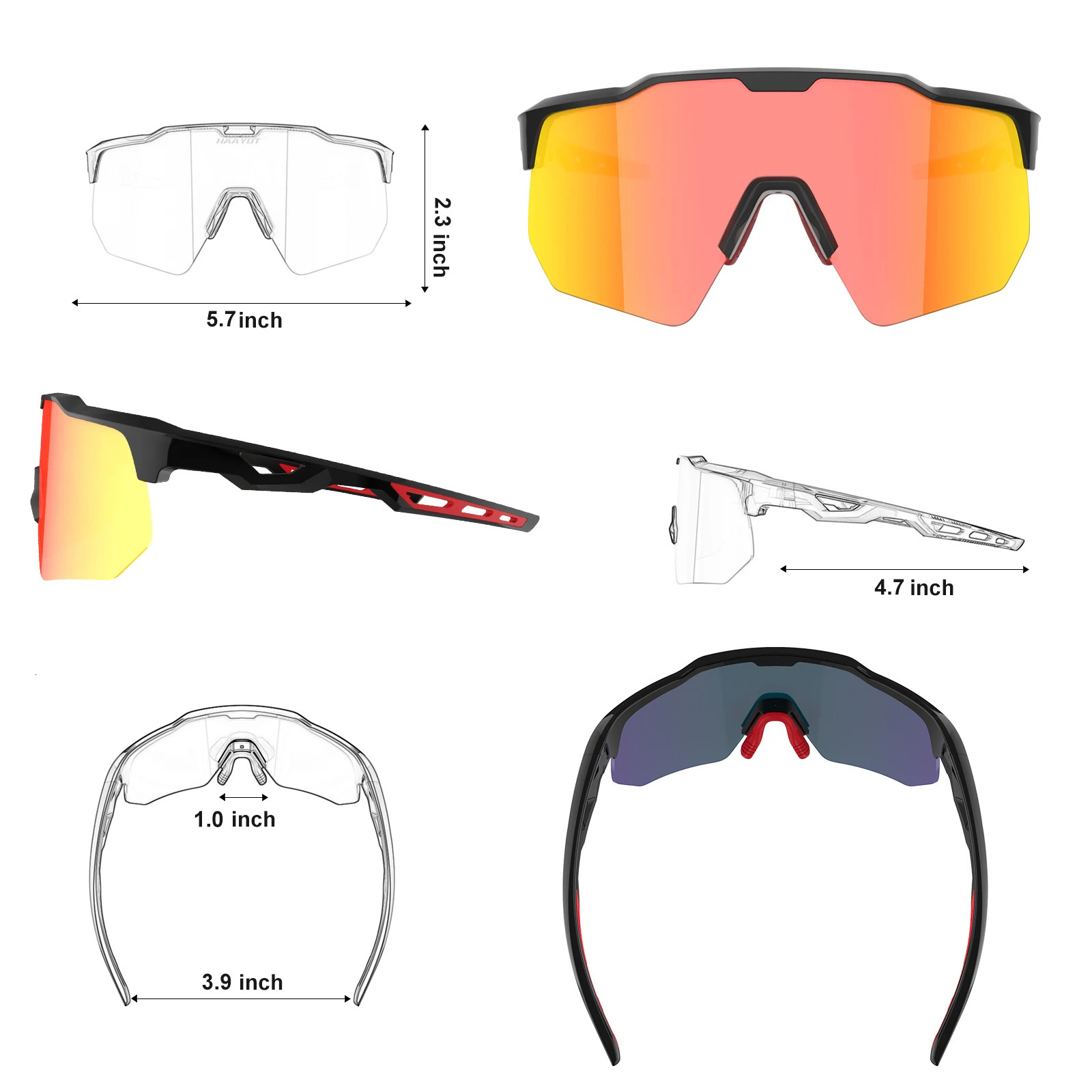 Riding Cycling UV400 Sunglasses MTB Polarized Sports Glasses Goggles Bicycle Mountain Bike 5 Lens For Mens Women 240601