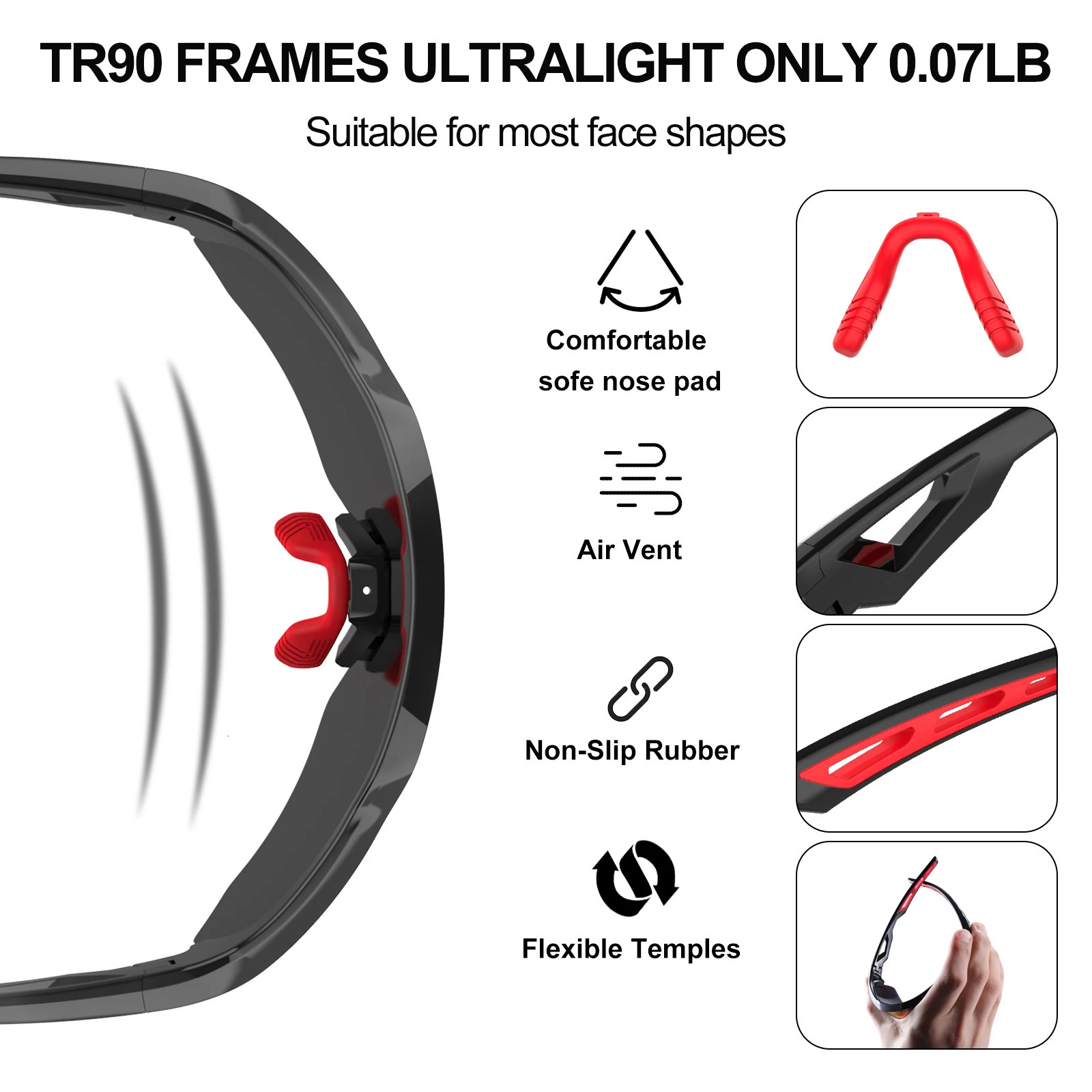 Riding Cycling UV400 Sunglasses MTB Polarized Sports Glasses Goggles Bicycle Mountain Bike 5 Lens For Mens Women 240601
