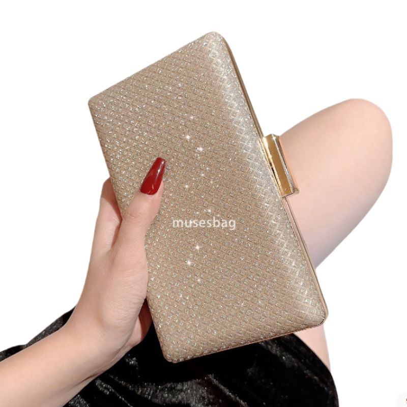 Designer Women's High Quality Small Square Bag Luxury High end Gold Celebrity Versatile Handheld Sparkling Fashion Dress Bag Chain Banquet Bag