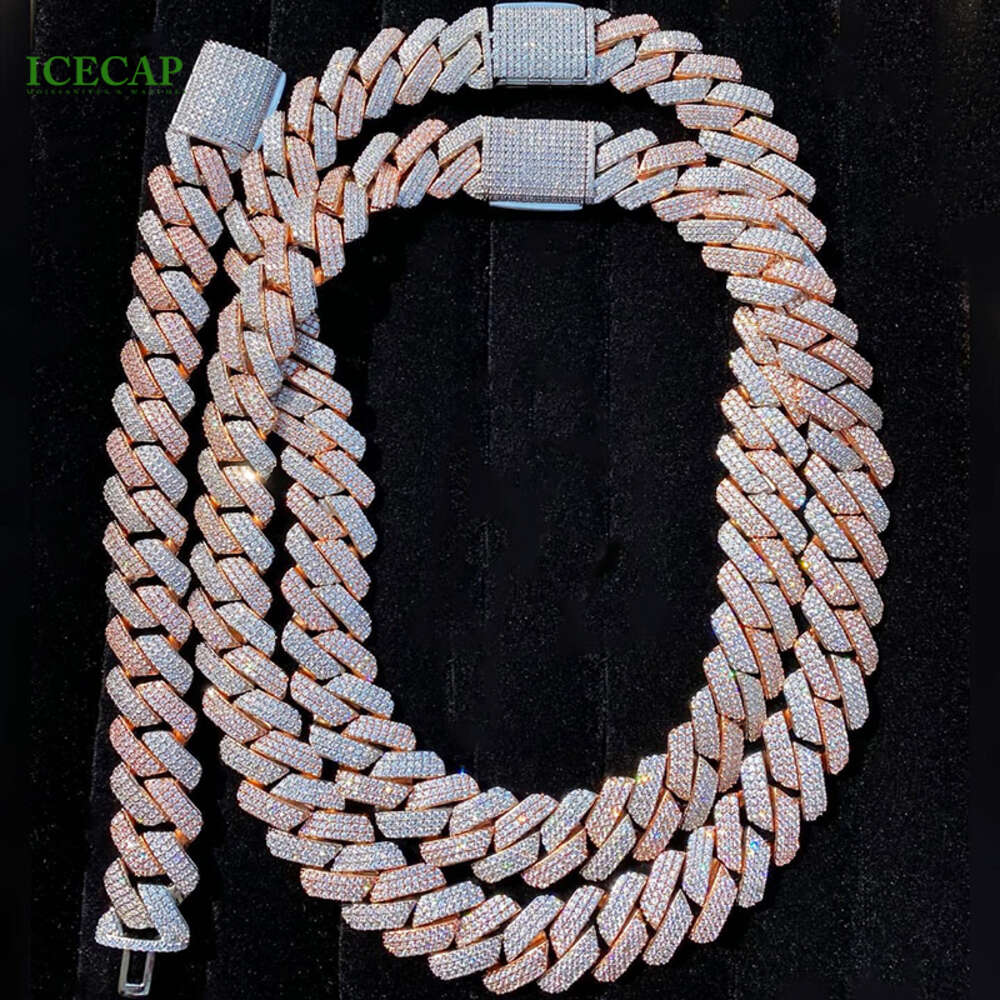 designer pass test 20mm wide gra moissanite dia gold sterling sier cuban link chain for men hip hop necklace