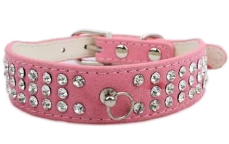Stylish Rhie Dog Collar For Small Dogs - Adjustable, 3 Rows Of Dias