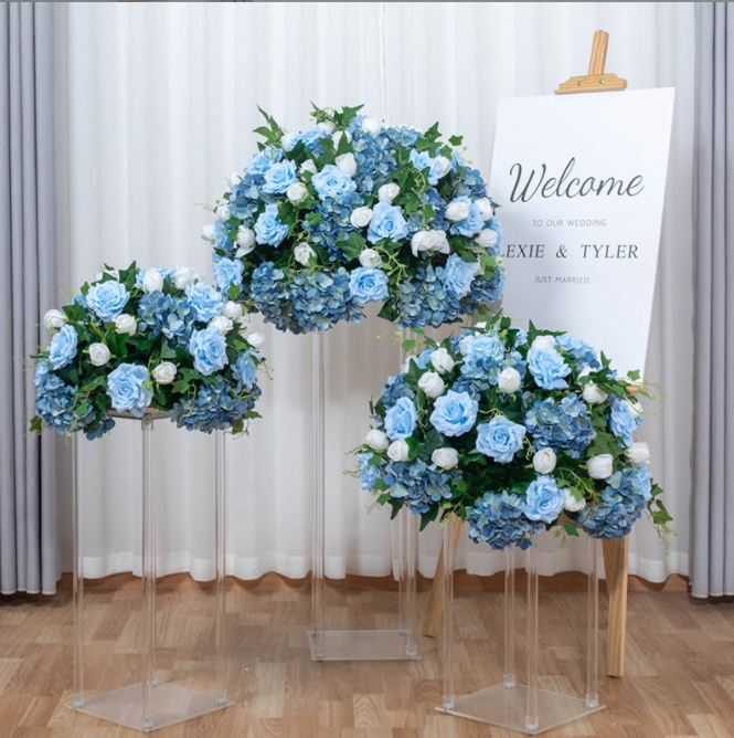 Decorative Flowers 45cm-70cm Custom Large Artificial Flower Ball Wedding Table Centerpieces Stand Decor Geometric Shelf Party Stage