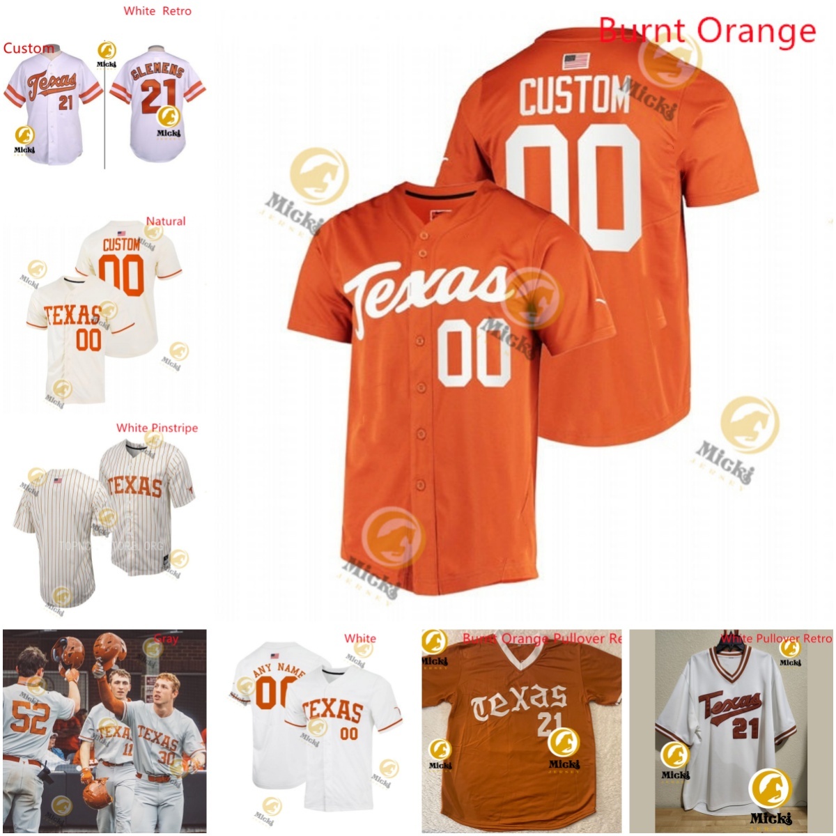 Kimble Schuessler Jared Thomas Texas Baseball Jersey John Curtiss Ty Madden Ivan Melendez Scott Bryant Augie Garrido David Pierce Corey Knebel Custom Texas Jerseys
